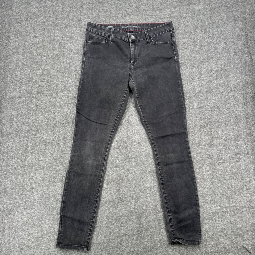 Banana Republic Women Skinny Jeans Faded Black Mid Rise Denim Size 28/6 ankle